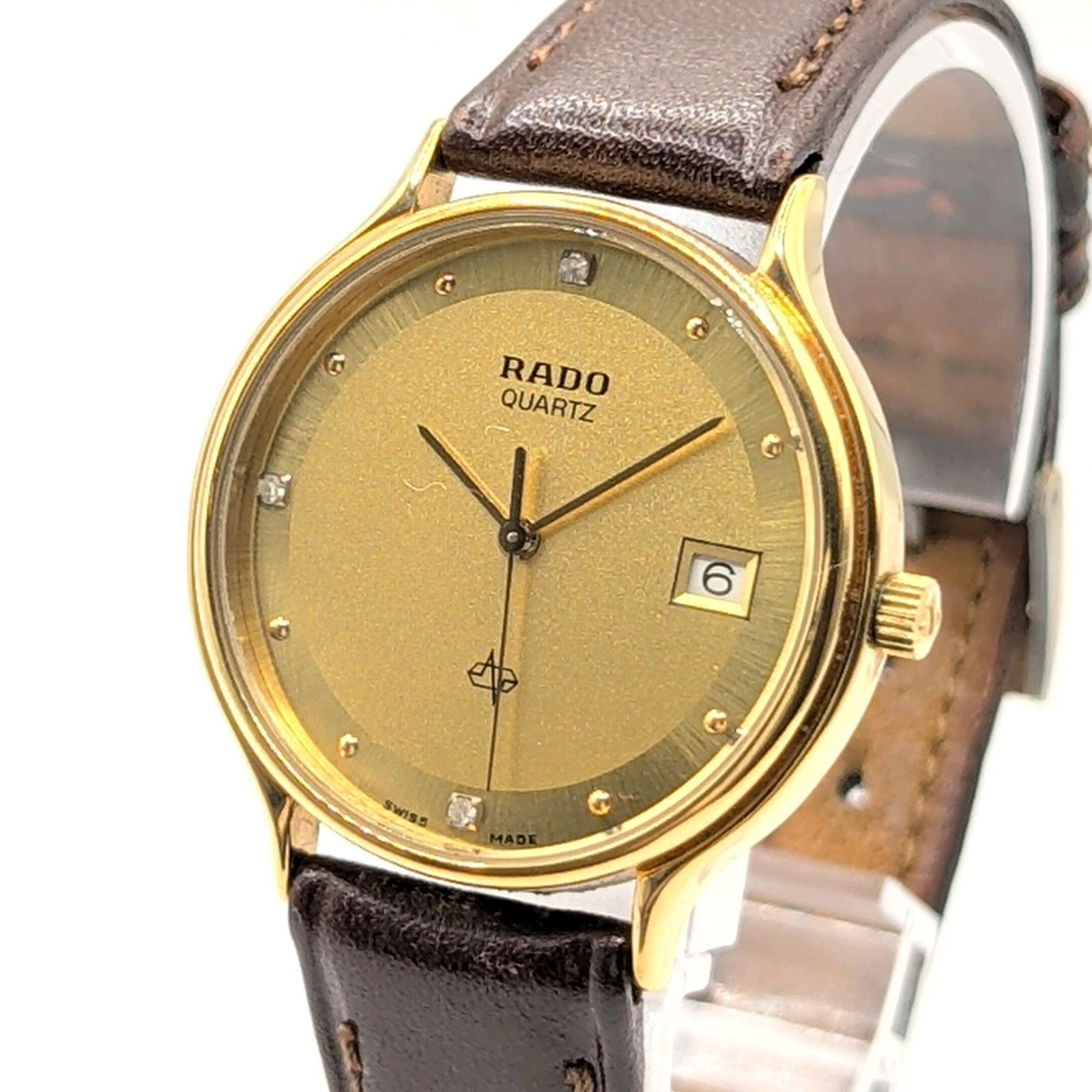 RADO Diastar 113.5206.2 Watch Quarts Men's Round Gold dial Y2K 00S Date ラドー ダイアスター 時計 クオーツ メンズ ラウンド ゴールド ゴールド文字盤 ヴィンテージ デイト 稼働品