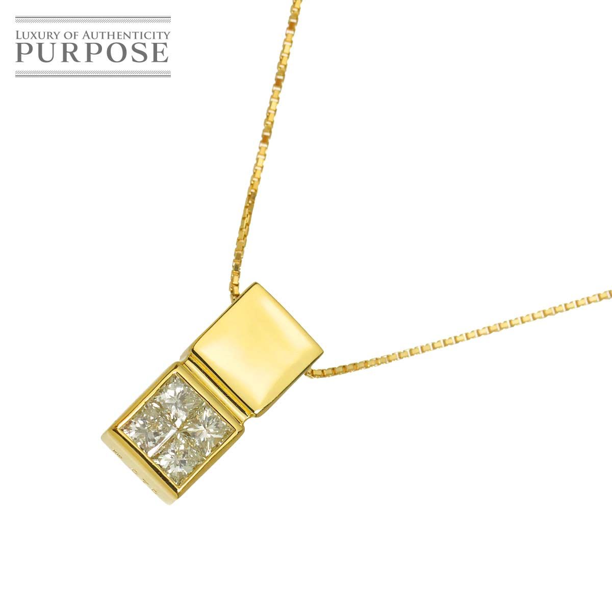 ダイヤ 0.70ct ネックレス 45cm K18 YG イエローゴールド 750 Diamond Necklace 90320544