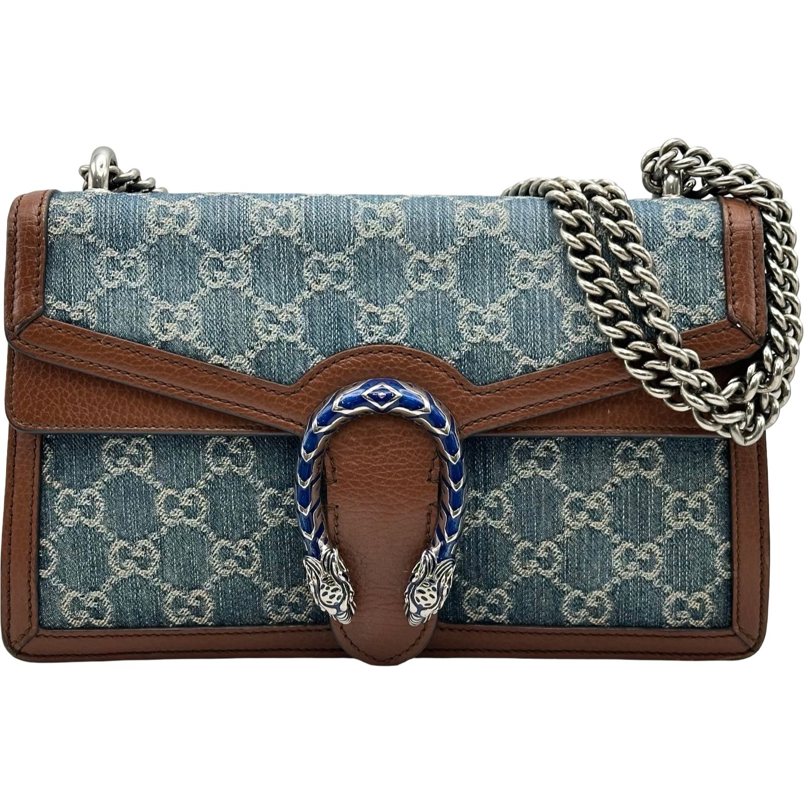 グッチ GUCCI ディオニュソスチェーンショルダー 400249 ブルー/ブラウン デニム/レザー レディース ショルダーバッグ
