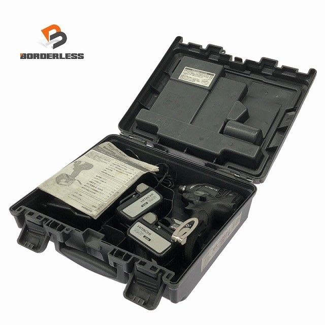 ☆比較的綺麗☆HITACHI 日立工機 14.4V コードレスインパクトドライバー WH14DBAL2(2LSCK)(B) 黒 バッテリ2個(3.0Ah) 充電器 ケース129461