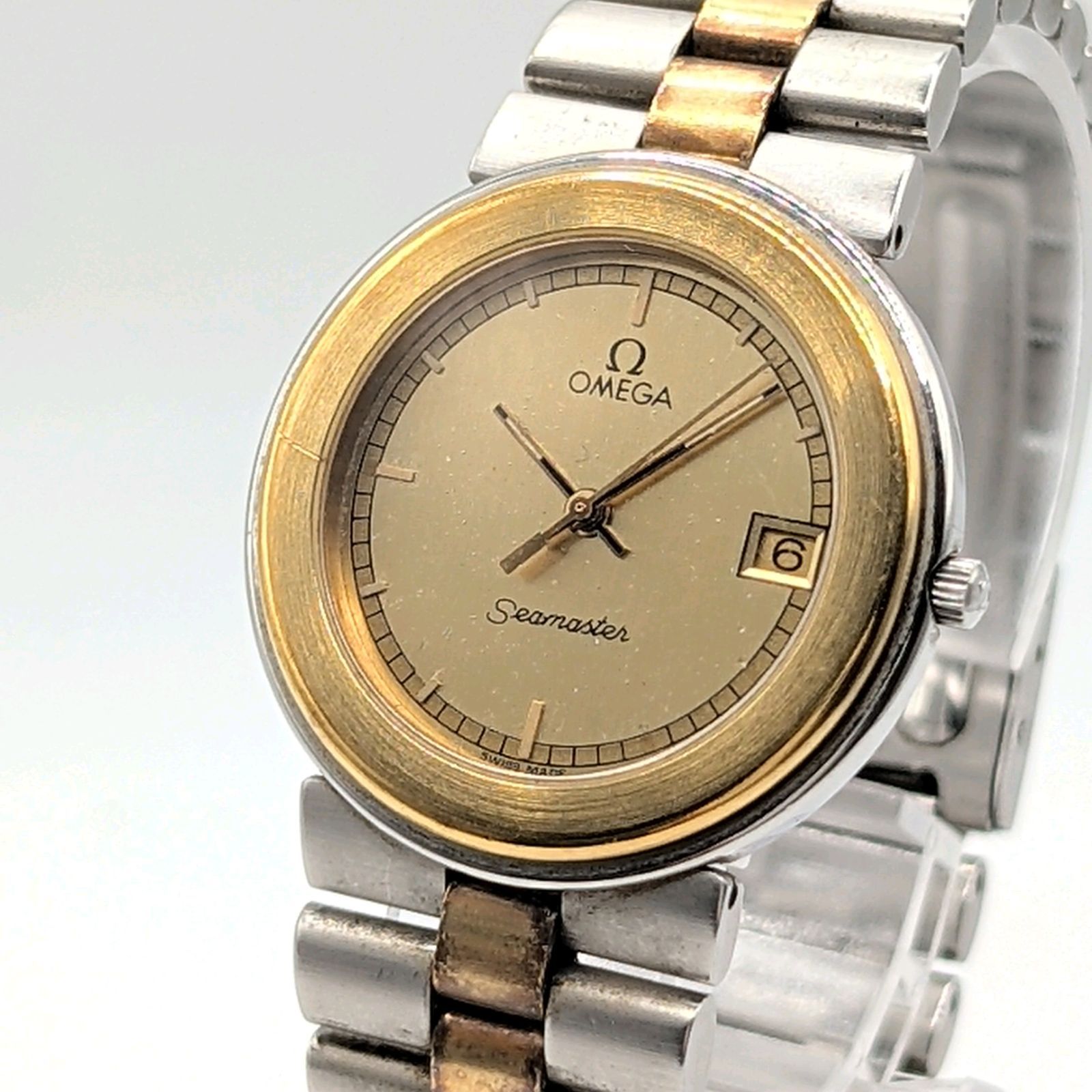 OMEGA Seamaster Watch Quartz Ladies Square Gold Gold dial Date Y2K 稼働品 オメガ シーマスター 時計 クオーツ レディース スクエア ゴールド ゴールド文字盤 デイト ヴィンテージ 稼働品 42,250円