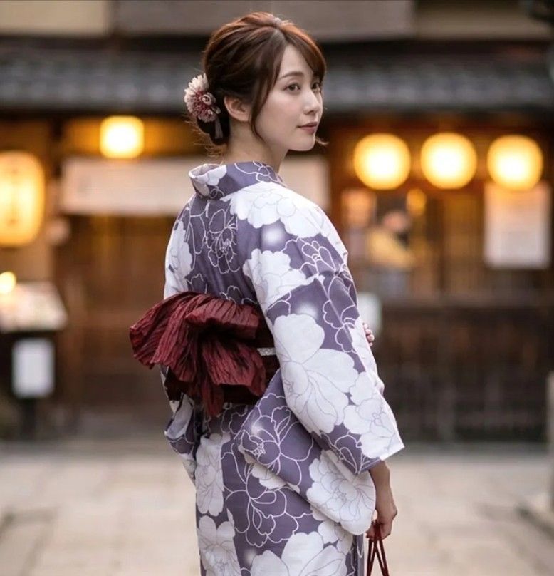 ヒット商品! 牡丹くすみパープル 【F】簡単！1人で着れる 綿 浴衣 レディース セパレート 浴衣 3点セット 二部式 浴衣+帯 セパレート浴衣 花火大会 夏祭り 盆踊り フリーサイズ ワンピース浴衣 は下のこのショップの商品をすべて見るよ