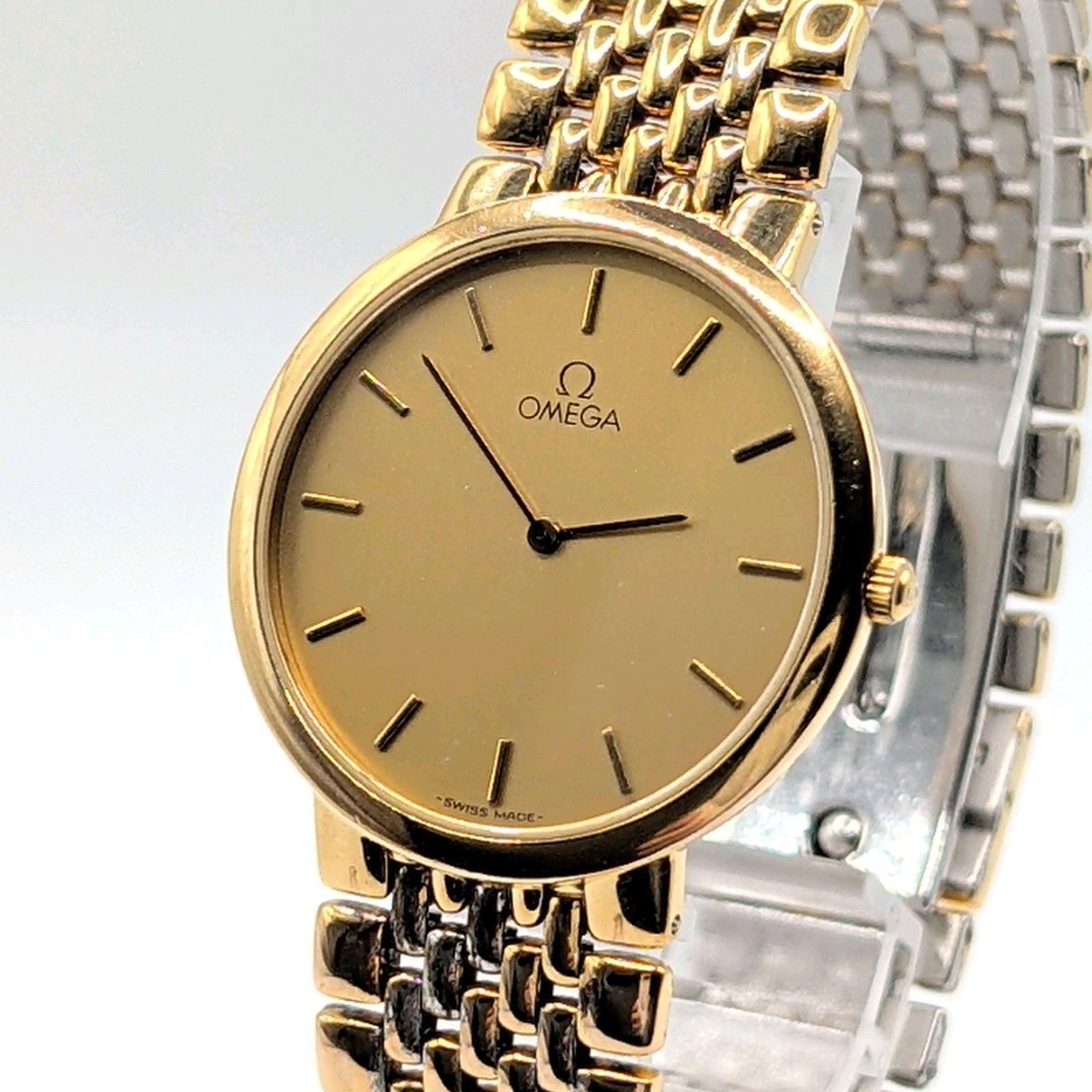 OMEGA De VILLE Watch Quartz Ladies Round Gold Combi Y2K 00S