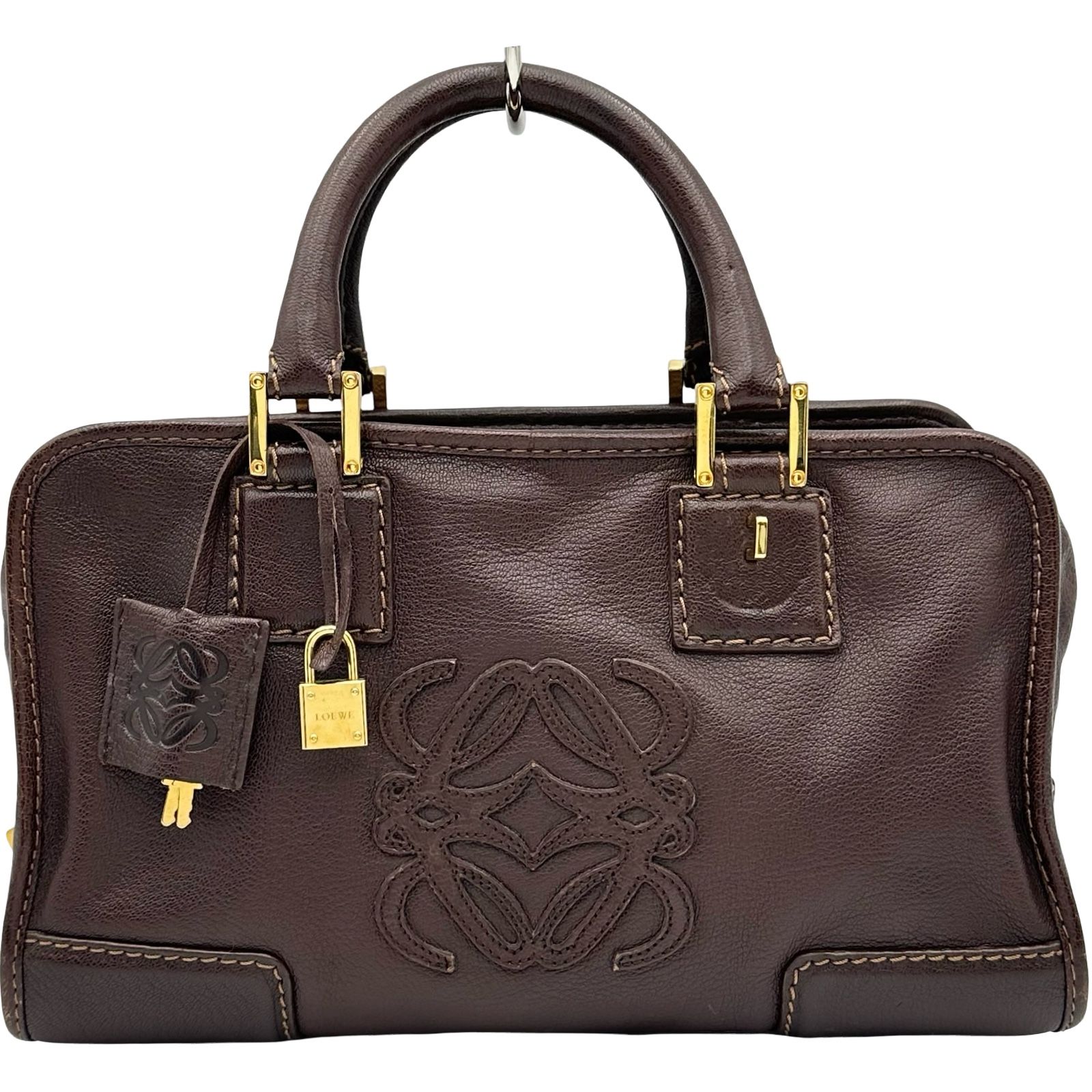 ロエベ LOEWE アマソナ28 ブラウン レザー レディース ハンドバッグ