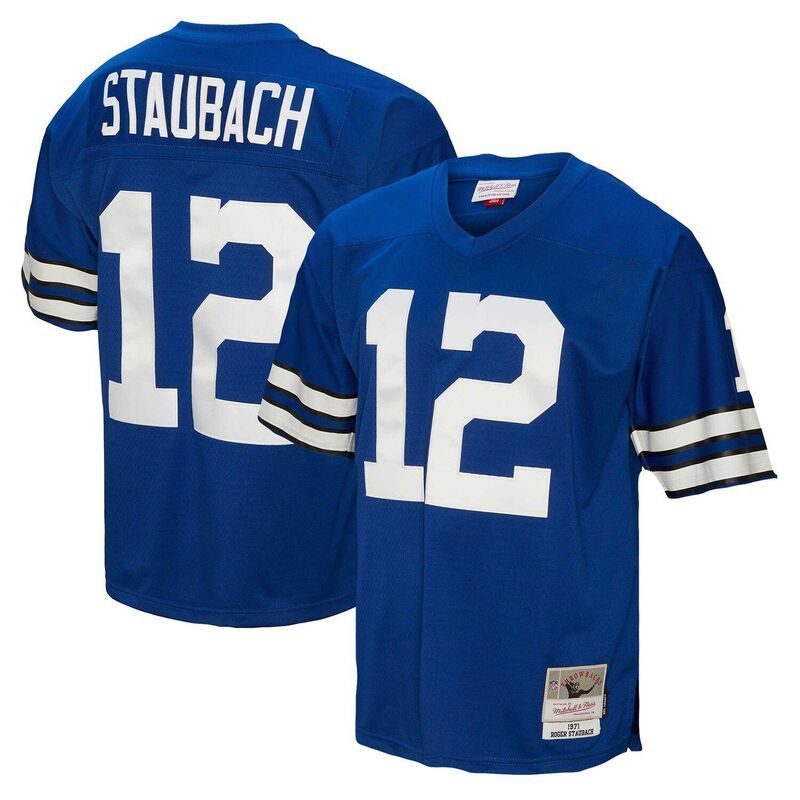 ミッチェルネス メンズ トップス Tシャツ トール ジャージー Mens Mitchell Ness Roger Staubach Navy Dallas Cowboys Big Tall 1971 Legacy Retired Player Jersey C