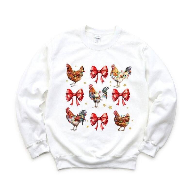Simply Sage Market レディース トップス Tシャツ スウェット Simply Sage Market Coquette Christmas Chicken Sweatshirt White ホワイト
