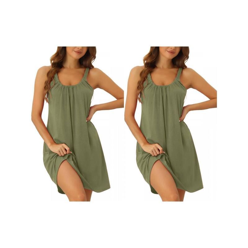 cheibear レディース アンダーウェア ナイトウェア シャツ ノースリーブ cheibear 2 Pack Womens Nightgown Sleevelessleepwear Sleep Shirt Large Hem Short Nightshir