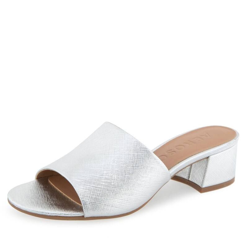 エアロソールズ レディース シューズ サンダル ヒール Aerosoles COMO Womens Block Heel Slide Sandalsilver Metallic Text シルバー