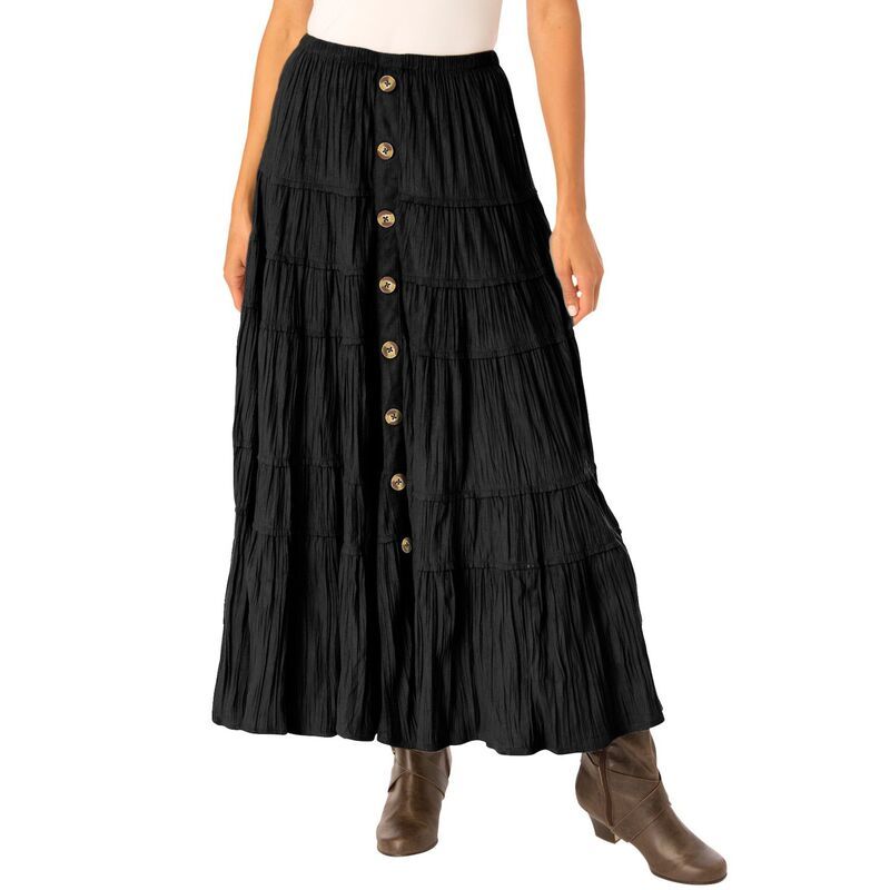 ウーマン ウィズイン レディース ボトムスカート プラスサイズ プチ Woman Within Womens Plusize Petite Moleskin Skirt Black ブラック
