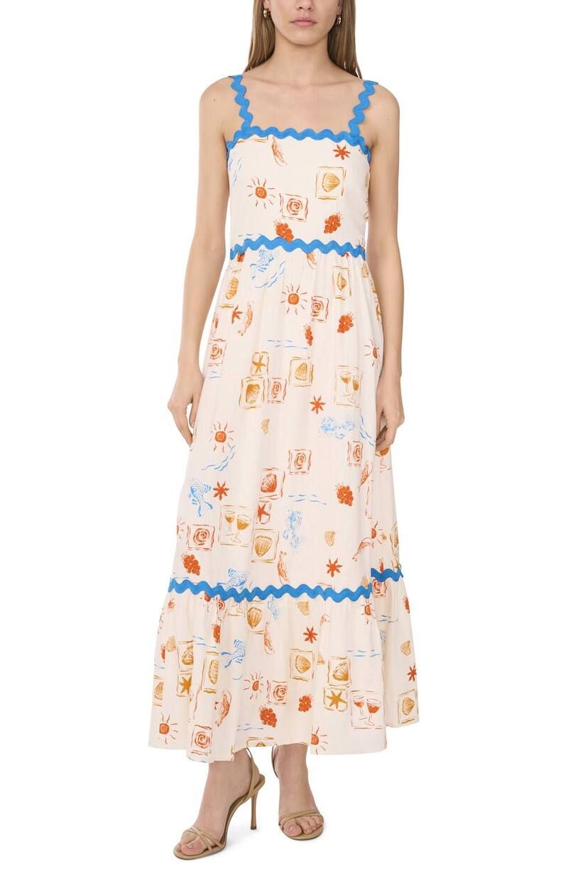 ミスク レディース トップス ワンピース ティアード リネン Womens MSK Tiered Linen Dress with Ric Rac Trim Ivory Coastal アイボリー