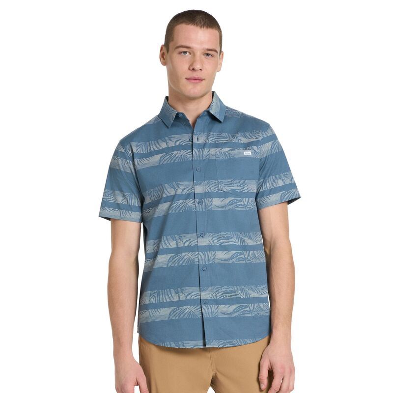 ハーレー メンズ トップス Tシャツ ダウン Mens Hurley Stripe Woven Short Sleeve ButtonDown Shirt Grey Teal グレー 7,860円
