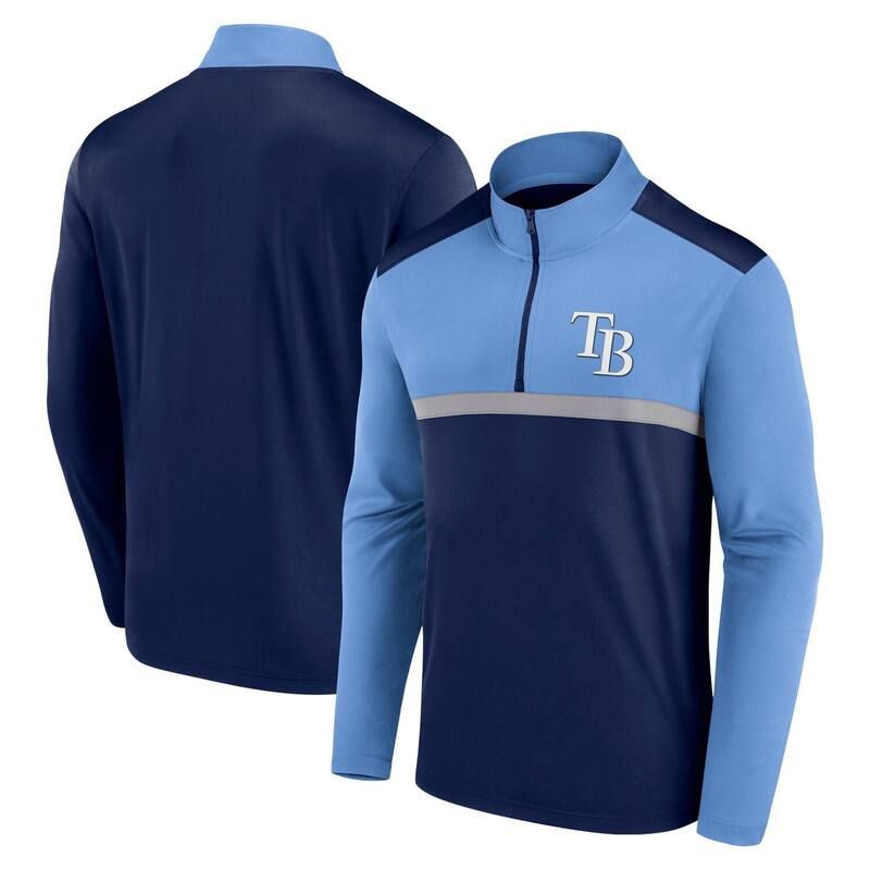 【送料無料】 ファナティクス メンズ Tシャツ トップス Mens Fanatics Navy Tampa Bay Rays Unstoppable QuarterZip Top Ray Navy