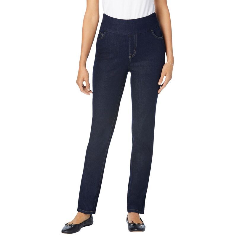 ウーマン ウィズイン レディース ボトムス デニムパンツ プラスサイズ トール Woman Within Womens Plusize Tall Flex Fit Pull On Slim Denim Jean Indigo インディゴ
