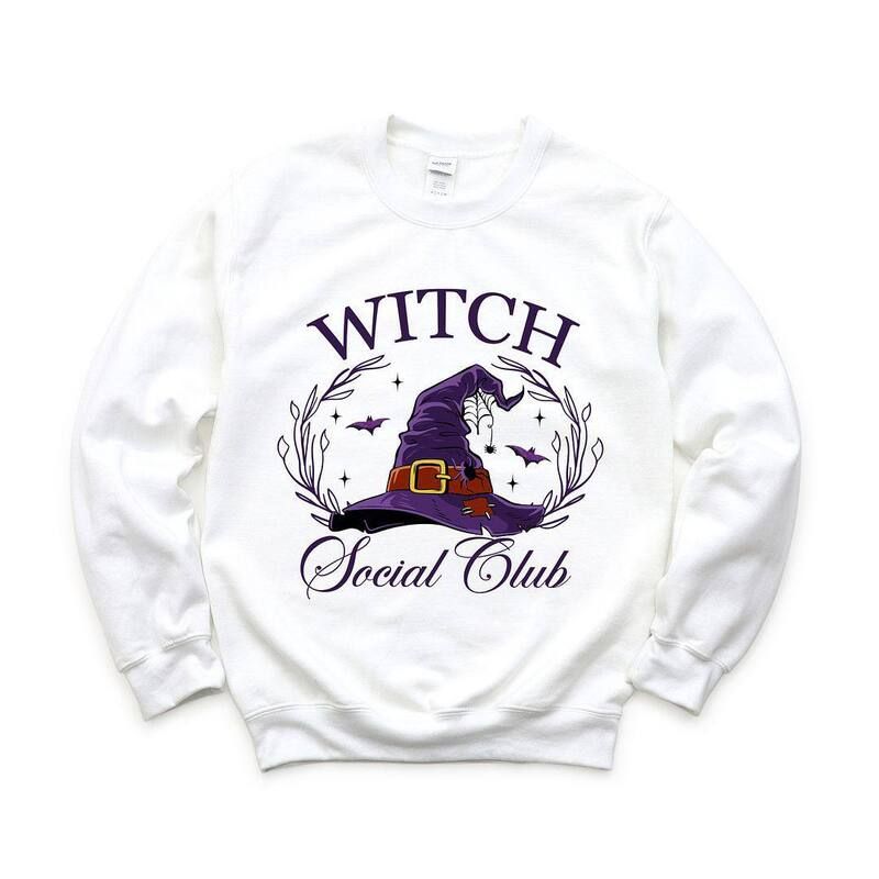 Simply Sage Market レディース トップス Tシャツ スウェット Simply Sage Market Witch Social Club Purple Hat Sweatshirt White ホワイト
