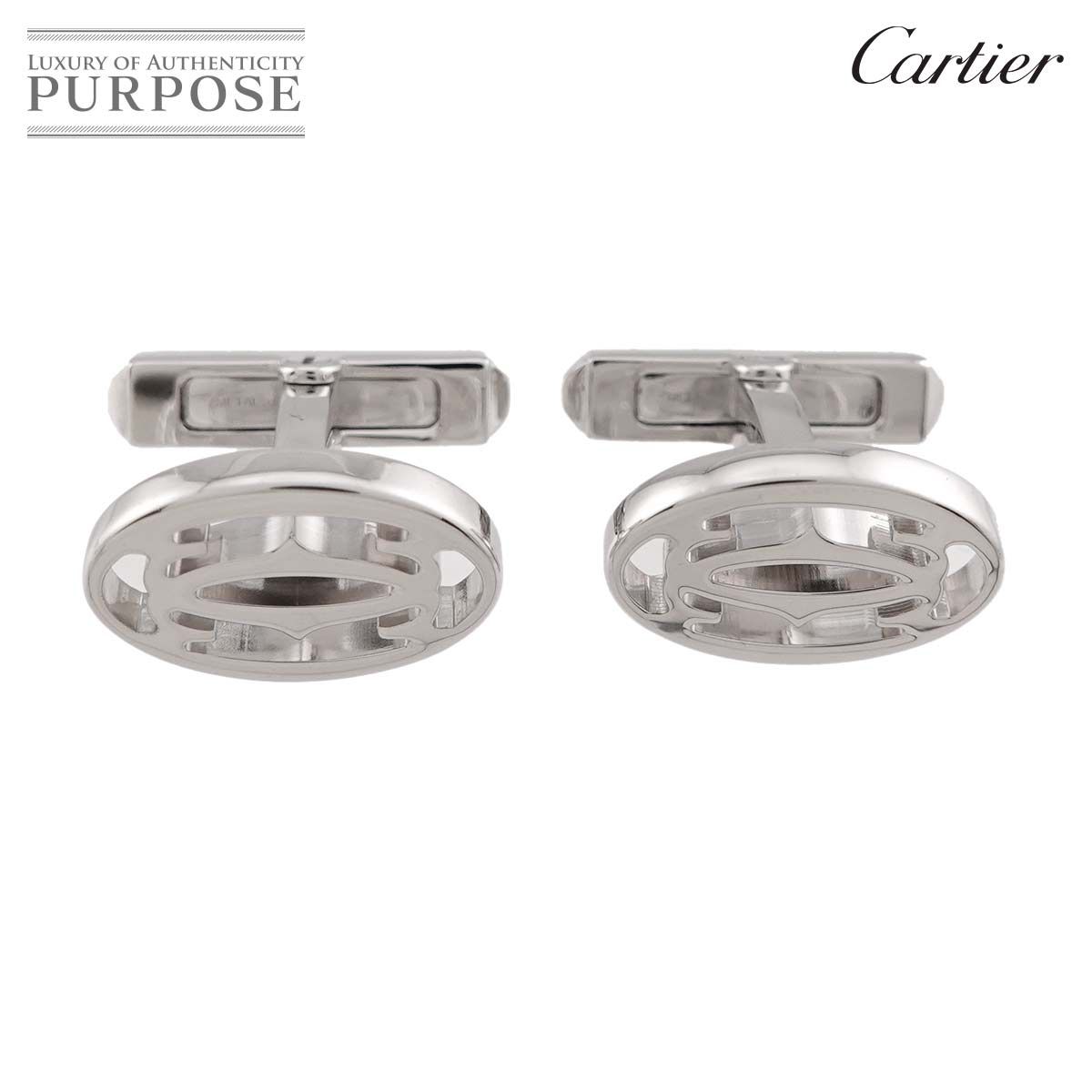カルティエ Cartier ドゥーブルC ドゥ カフス SV シルバー ロゴ 2C Cuff Links【証明書付き】 90323058