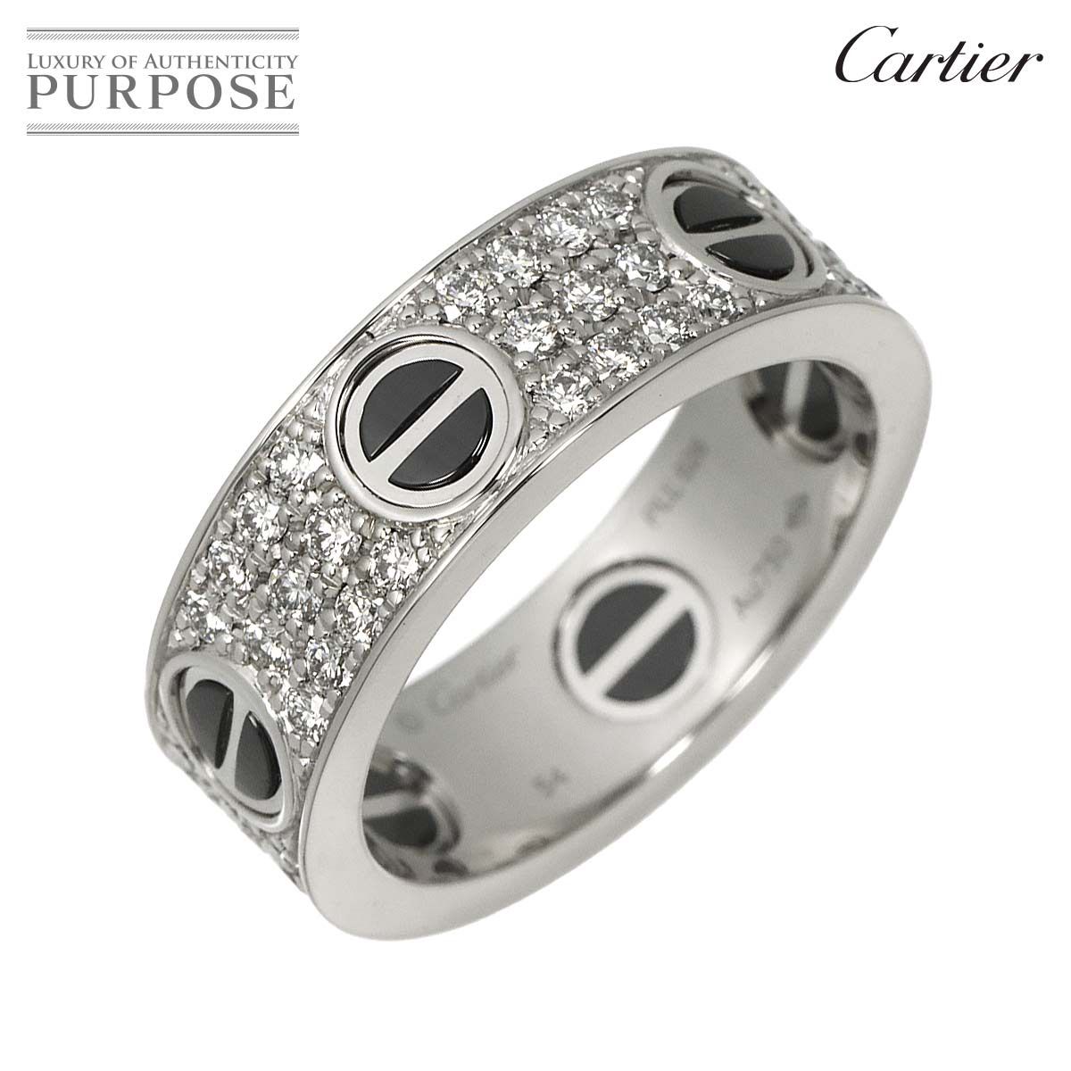カルティエ Cartier ラブ #54 リング パヴェダイヤ セラミック K18 WG ホワイトゴールド 750 指輪 Love Ring【証明書付き】 90324453