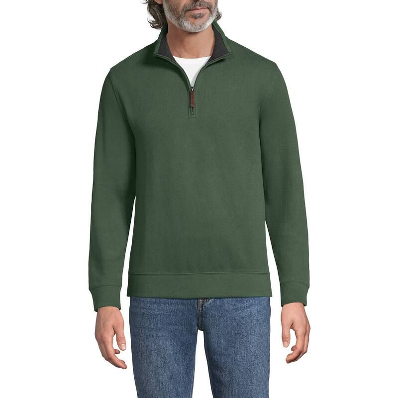 ランズエンド レディース アウター ニット・セーター リブ Mens Lands End Bedford RegularFit Ribbed QuarterZipullover Sweater Estate Green グリーン
