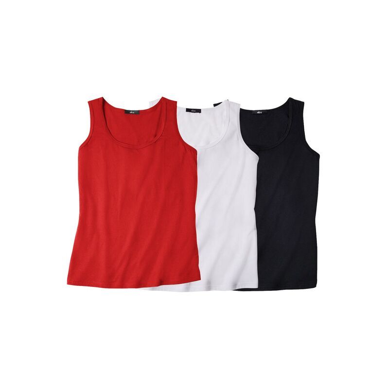Ellos レディース トップス Tシャツ プラスサイズ ノースリーブ ellos Plusize 3Pack Sleeveless Tank Chili Red Pack レッド