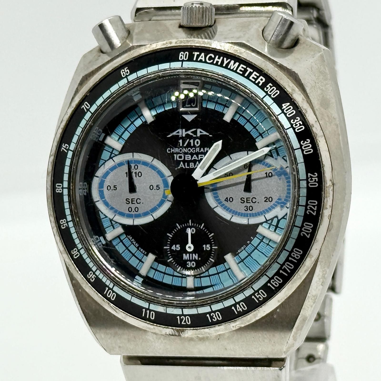 SEIKO セイコー ALBA AKA アルバ アカ クロノグラフ V657-6060 ブラック QZ メンズ 腕時計 稼働品