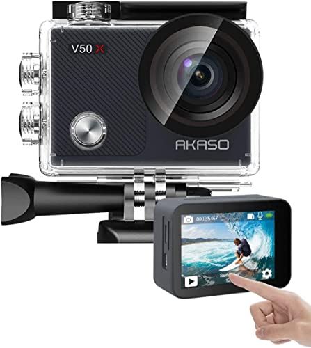 AKASO アクションカメラ V50X，4K30fps 20MP 新版6軸手ぶれ補正 WiFi対応 小型アクションカム,40M防水 タッチスクリーン式 HDMI出力 Micro USB外部マイク対応 水中カメラ,豊富なアクセサリー リモコン付 4cfd7a1a
