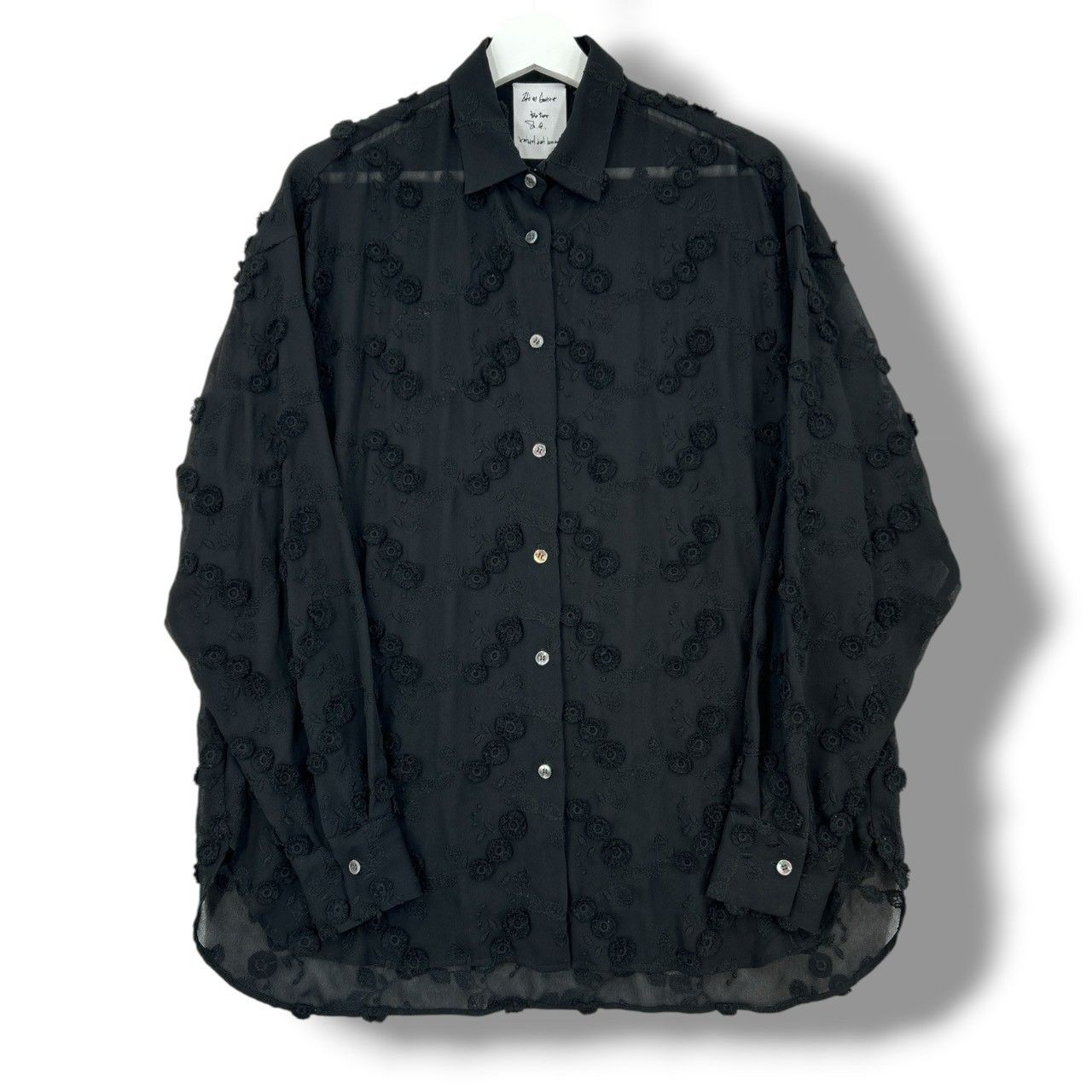 Whim Gazette ウィムガゼット 刺繍シャツ 長袖 花柄 フラワー シアー 黒 ブラック フリーサイズ レディース 春 夏 ゴーゴー古着マルイ北千住店 1 No.2486