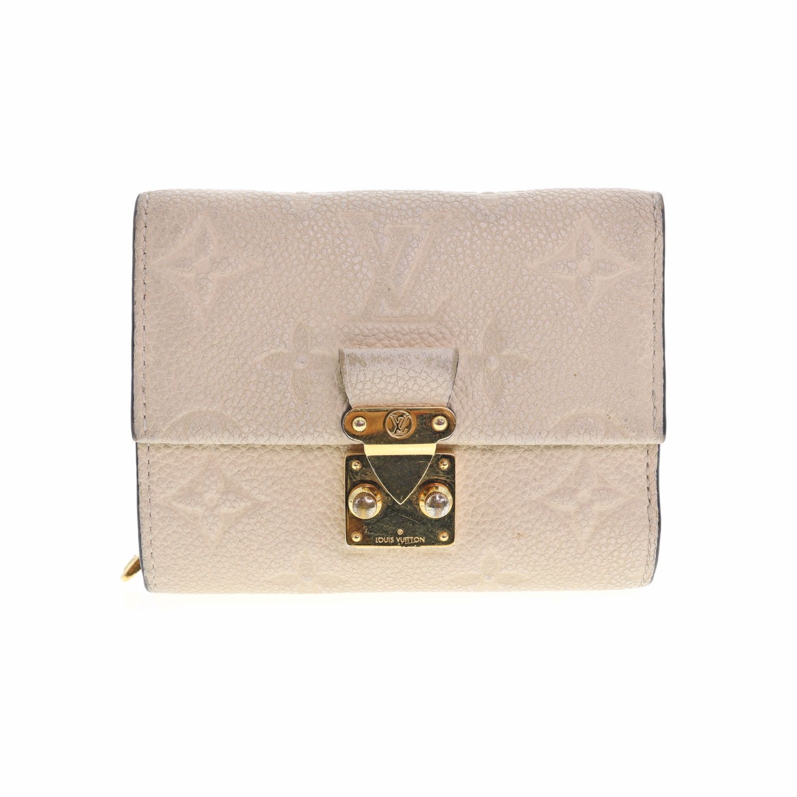 【中古】LOUIS VUITTON ルイヴィトン M81071 ポルトフォイユ・メティスコンパクト モノグラム・アンプラント レザー 三つ折り財布 レディース メンズ 財布 ベージュ ブランド