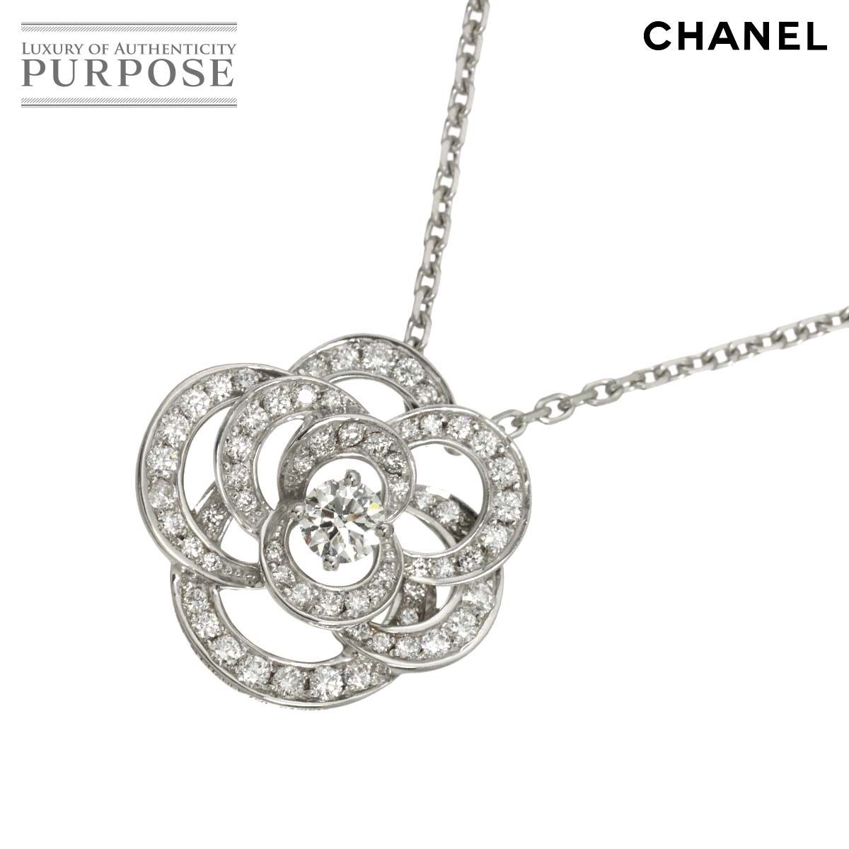 シャネル CHANEL カメリア ダイヤ ネックレス ミディアム 41cm K18 WG ホワイトゴールド 750 花 Camellia Necklace 90325922