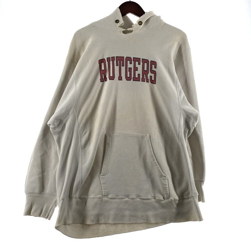 【現状渡し品】CHAMPION チャンピオン REVERSE WEAVE RUTGERS HOODIE VINTAGE リバースウィーブ ラトガース フーディー トップス プルオーバーパーカー ヴィンテージ USA製【145-260608-ss-04-tei】
