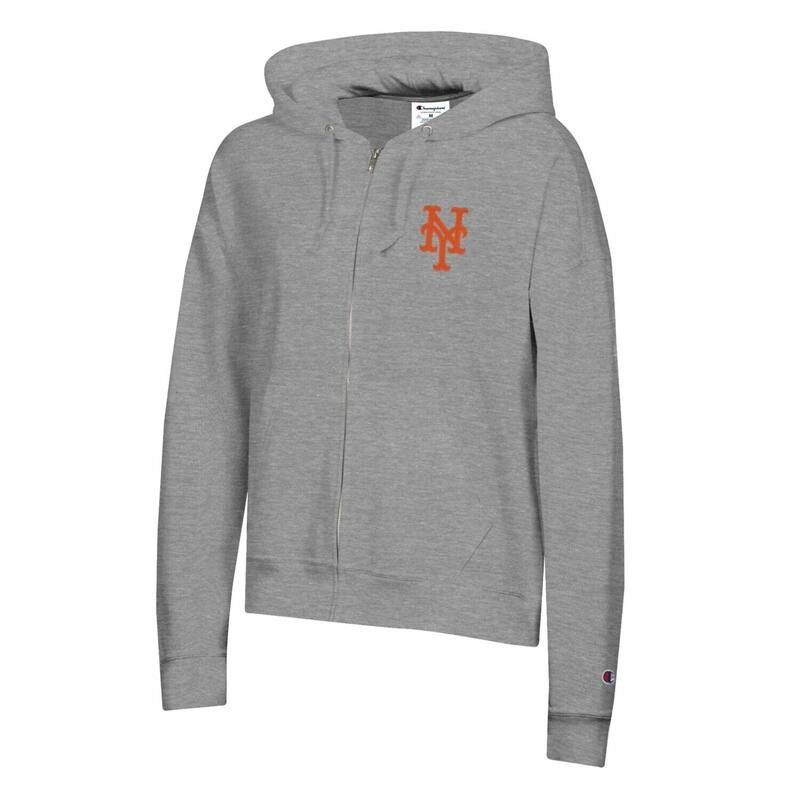 チャンピオン レディース トップス Tシャツ フリース パーカー Womens Champion Heather Gray New York Mets Powerblend Fleece FullZip Hoodie Met Grey グレー