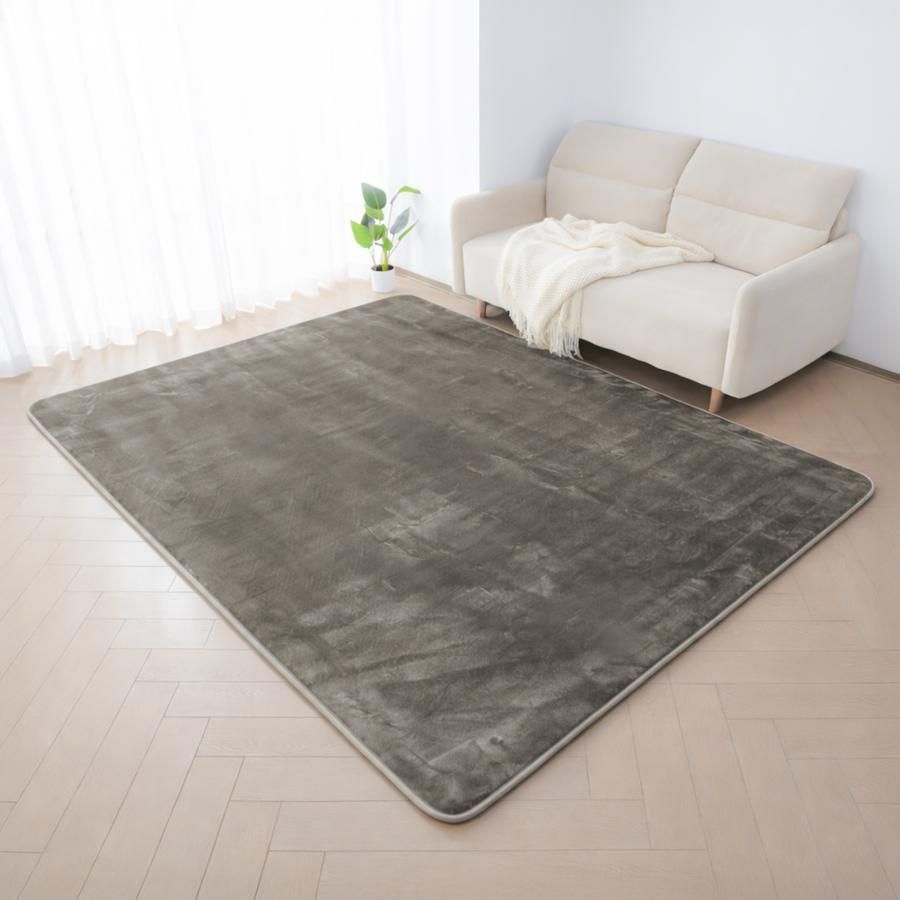 #3121 ラグ カーペット グレージュ 185cm×240cm 約2.5畳 厚手 洗える フランネル 撥水 ラグマット 長方形 床暖房 防ダニ 滑り止め付 ※一部地域離島別途配送料有