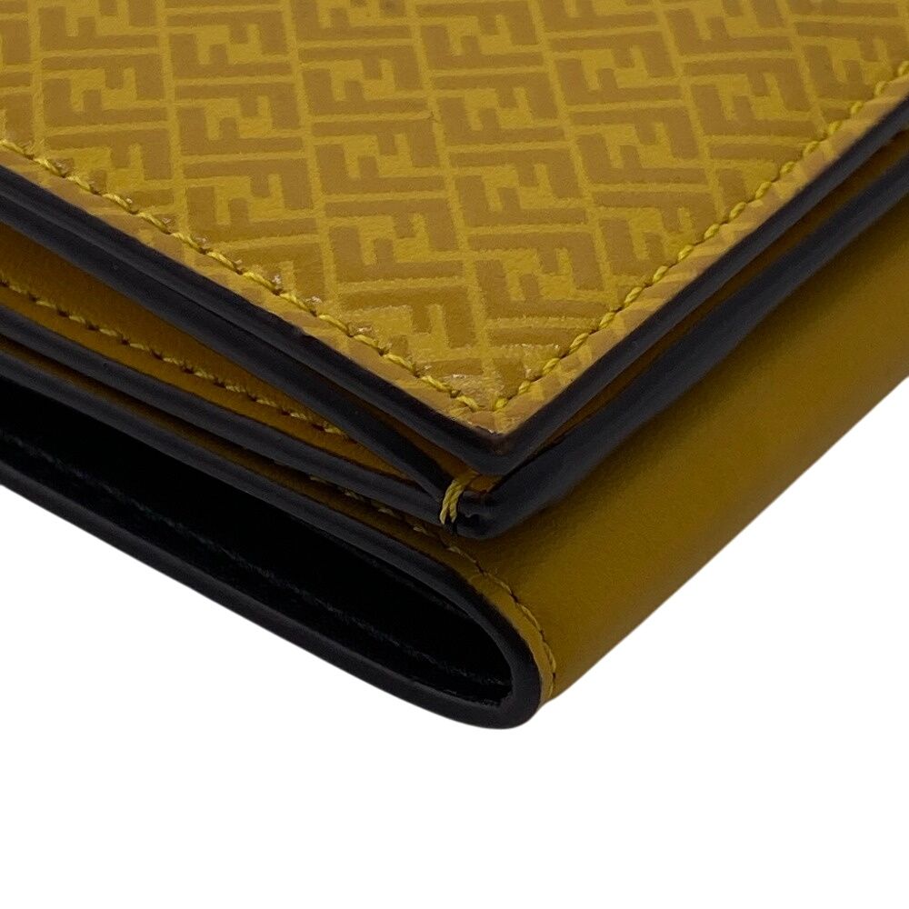 FENDI/フェンディ 7M0280 コンパクトウォレット FFロゴ レザー 三つ折り財布 イエロー レディース ブランド FENDI/フェンディ 7M0280 コンパクトウォレット FFロゴ レザー 三つ折り財布 イエロー レディース ブランド