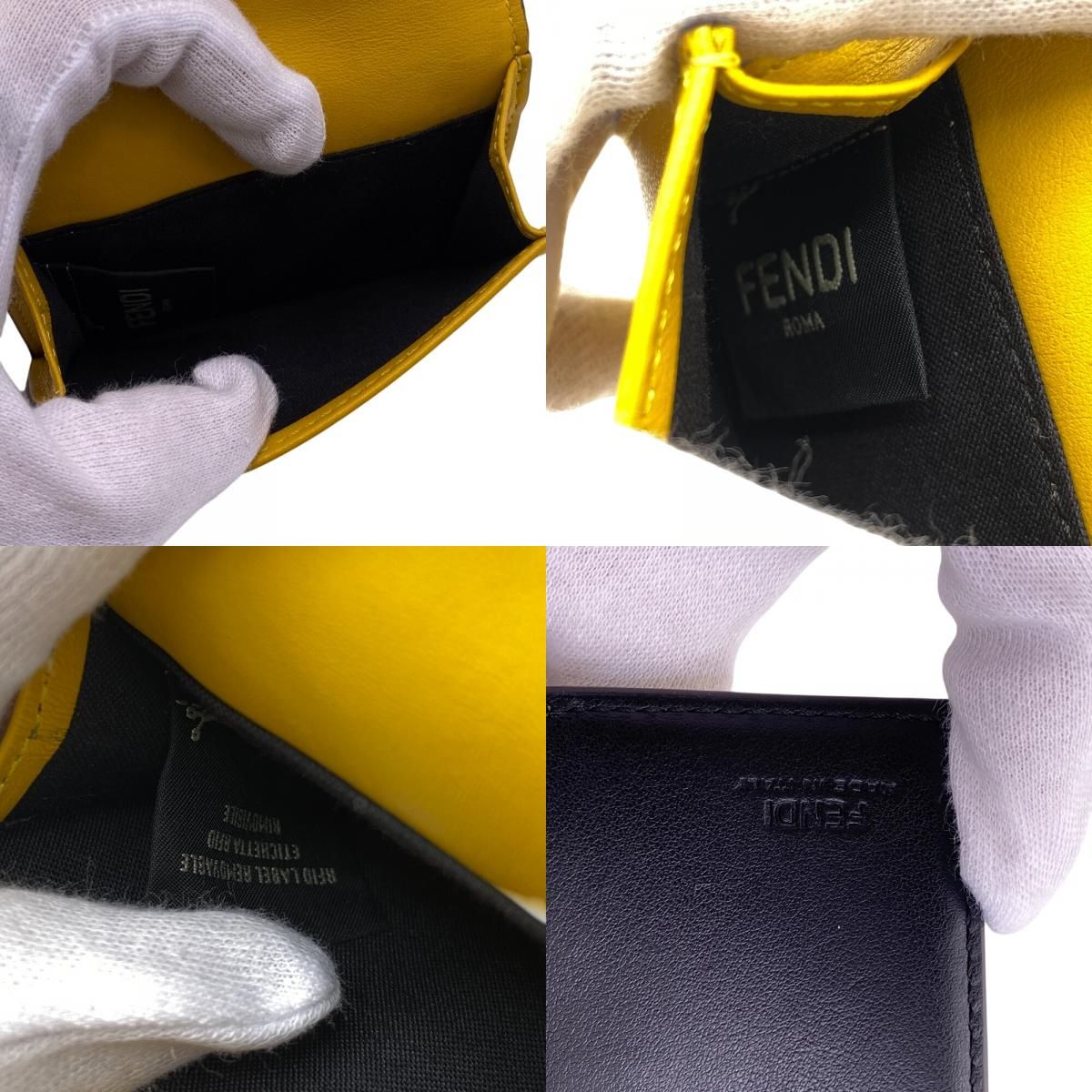 FENDI/フェンディ 7M0280 コンパクトウォレット FFロゴ レザー 三つ折り財布 イエロー レディース ブランド FENDI/フェンディ 7M0280 コンパクトウォレット FFロゴ レザー 三つ折り財布 イエロー レディース ブランド