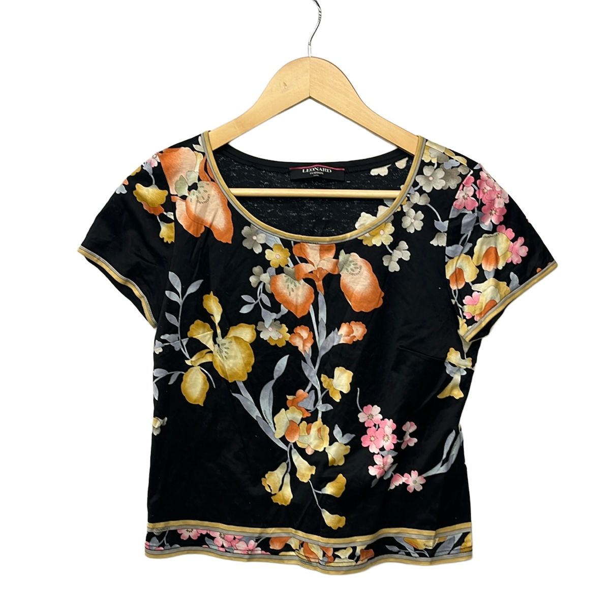 LEONARD(レオナール) 半袖Tシャツ サイズL レディース美品 黒×マルチ 