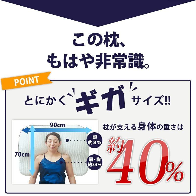 昭和西川 ギガ枕 枕 身体の40%の重さを支える未体験の枕 背中まである特殊形状 全身がリラックスして良い睡眠 特大サイズ まくら 90×70×9.5cm ホワイト 2211001012994 昭和西川 ギガ枕 枕 身体の40%の重さを支える未体験の枕 背中まである特殊形状 全身がリラックスして良い睡眠 特大サイズ まくら 90×70×9.5cm ホワイト 2211001012994