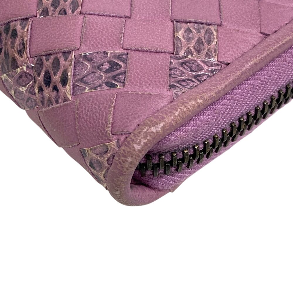 BOTTEGAVENETA/ボッテガヴェネタ ラウンドジップウォレット イントレチャート パイソン 長財布 パープル レディース ブランド BOTTEGAVENETA/ボッテガヴェネタ ラウンドジップウォレット イントレチャート パイソン 長財布 パープル レディース ブランド