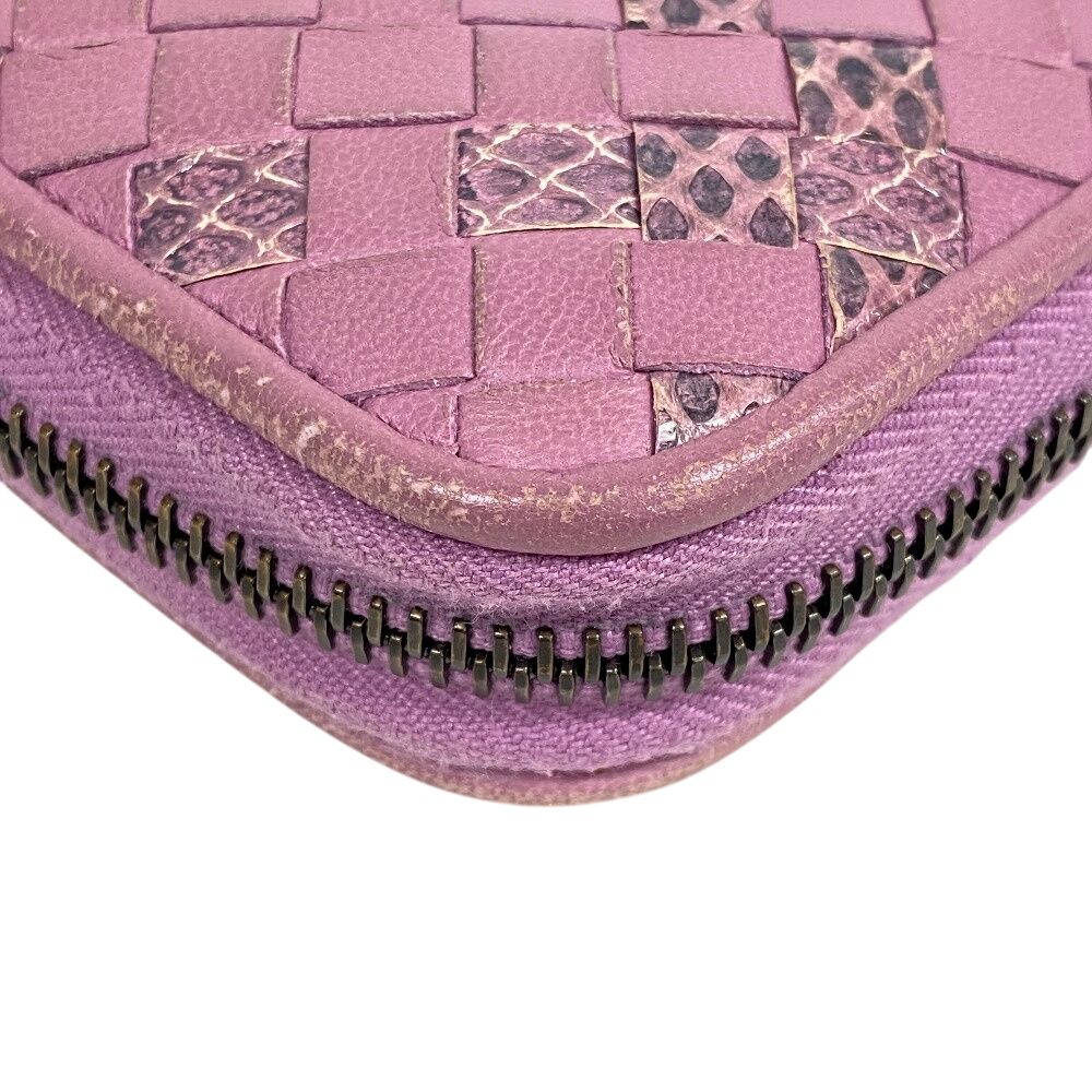 BOTTEGAVENETA/ボッテガヴェネタ ラウンドジップウォレット イントレチャート パイソン 長財布 パープル レディース ブランド BOTTEGAVENETA/ボッテガヴェネタ ラウンドジップウォレット イントレチャート パイソン 長財布 パープル レディース ブランド