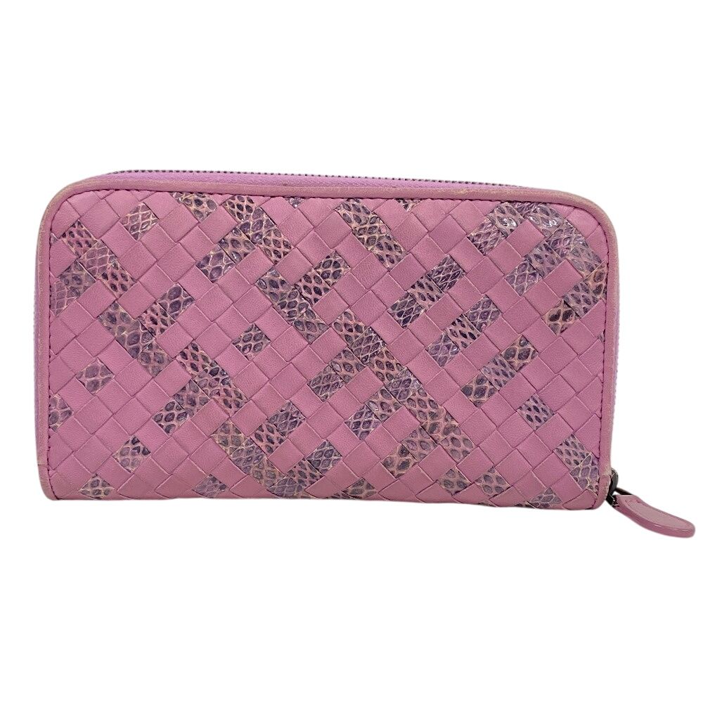 BOTTEGAVENETA/ボッテガヴェネタ ラウンドジップウォレット イントレチャート パイソン 長財布 パープル レディース ブランド BOTTEGAVENETA/ボッテガヴェネタ ラウンドジップウォレット イントレチャート パイソン 長財布 パープル レディース ブランド
