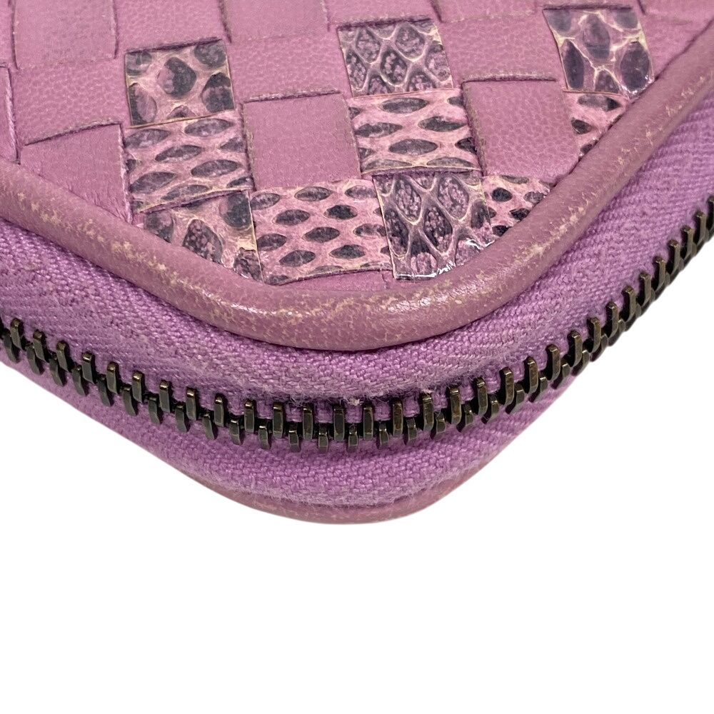 BOTTEGAVENETA/ボッテガヴェネタ ラウンドジップウォレット イントレチャート パイソン 長財布 パープル レディース ブランド BOTTEGAVENETA/ボッテガヴェネタ ラウンドジップウォレット イントレチャート パイソン 長財布 パープル レディース ブランド