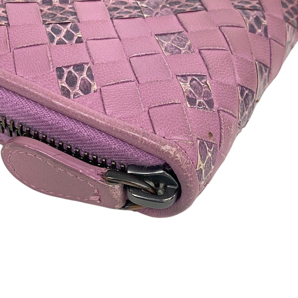 BOTTEGAVENETA/ボッテガヴェネタ ラウンドジップウォレット イントレチャート パイソン 長財布 パープル レディース ブランド BOTTEGAVENETA/ボッテガヴェネタ ラウンドジップウォレット イントレチャート パイソン 長財布 パープル レディース ブランド