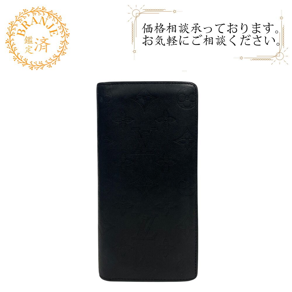 LOUIS VUITTON/ルイヴィトン ビトン M62900 ポルトフォイユ・ブラザ モノグラムシャドウ レザーシャドウ 長財布 ブラック メンズ ブランド
