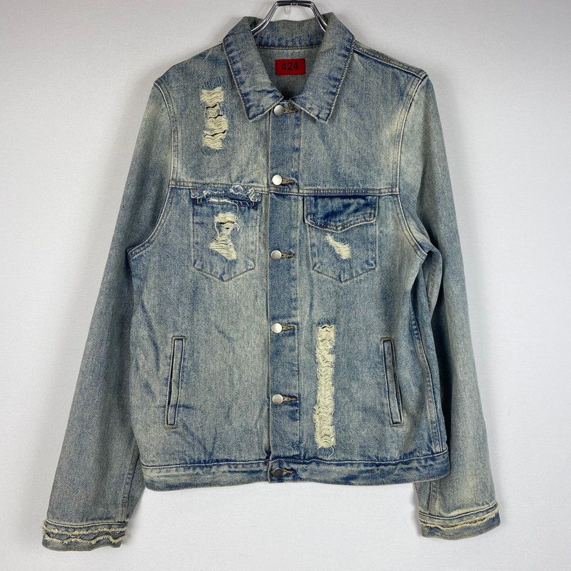 424 2015 ダメージデニムジャケット M 中古品】 424 フォートゥーフォー 2015 DISTRESSED DENIM JACKET