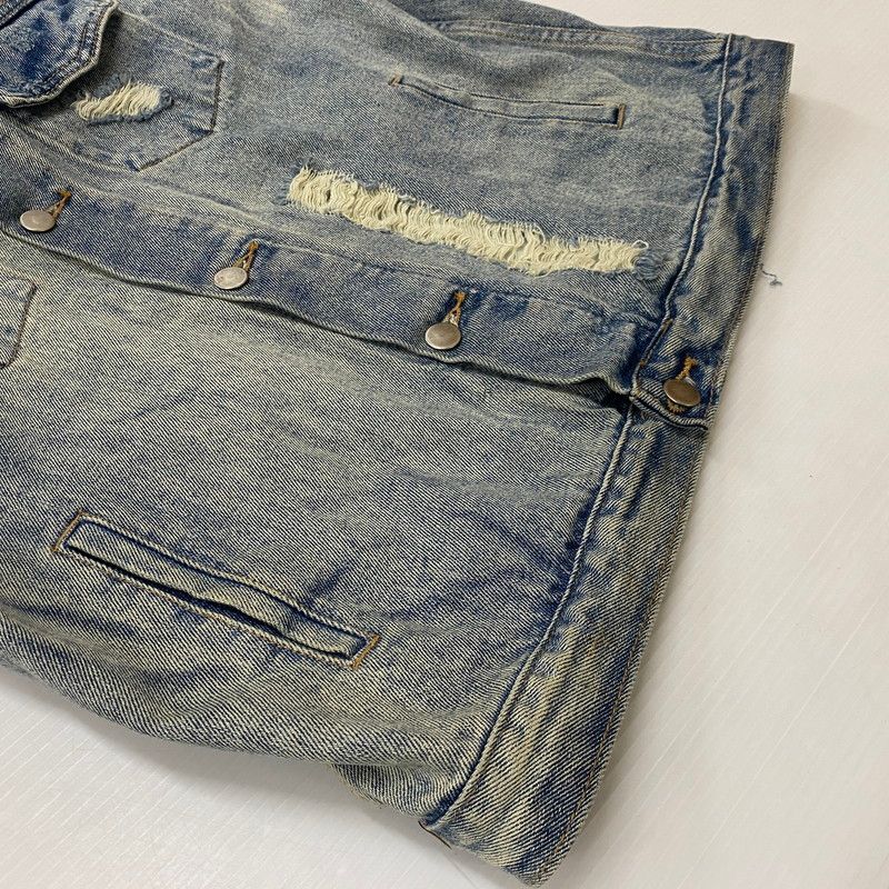424 2015 ダメージデニムジャケット M 中古品】 424 フォートゥーフォー 2015 DISTRESSED DENIM JACKET
