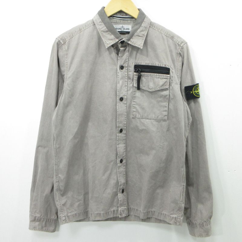 【三重本店】 中古 STONE ISLAND | ストーンアイランド 長袖シャツ Tela Cotton Pocket Over Shirt 5715110KN グレー サイズ：M 【108】