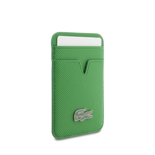 LACOSTE カードウォレット MagSafe対応 カード収納 カードケース プチピケ PU 本革風 グリーンma 62293b37