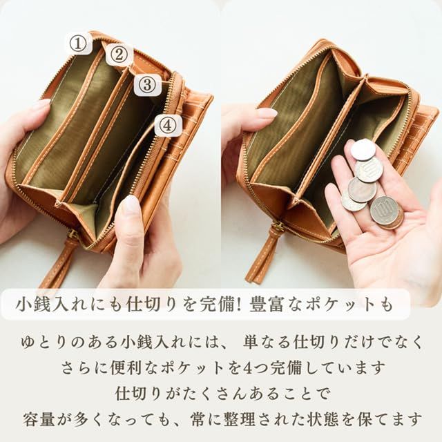 [ZUCCHERO] 二つ折り財布 レディース 本革 大容量 コンパクト 牛革 薄型 小銭入れ カード入れ おしゃれ かわいい 使いやすい シンプルma de17592d