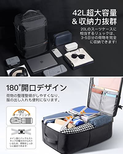 [Inateck] リュック メンズ 大容量 42L 旅行バッグ ビジネスリュック りゅくサック メンズ トラベルリュックサック バックパック 機内持ち込み手荷物 15.6 インチ PC 対応 撥水生地 耐衝撃 多機能 通勤通学 出張 おしゃ 2bfeb463