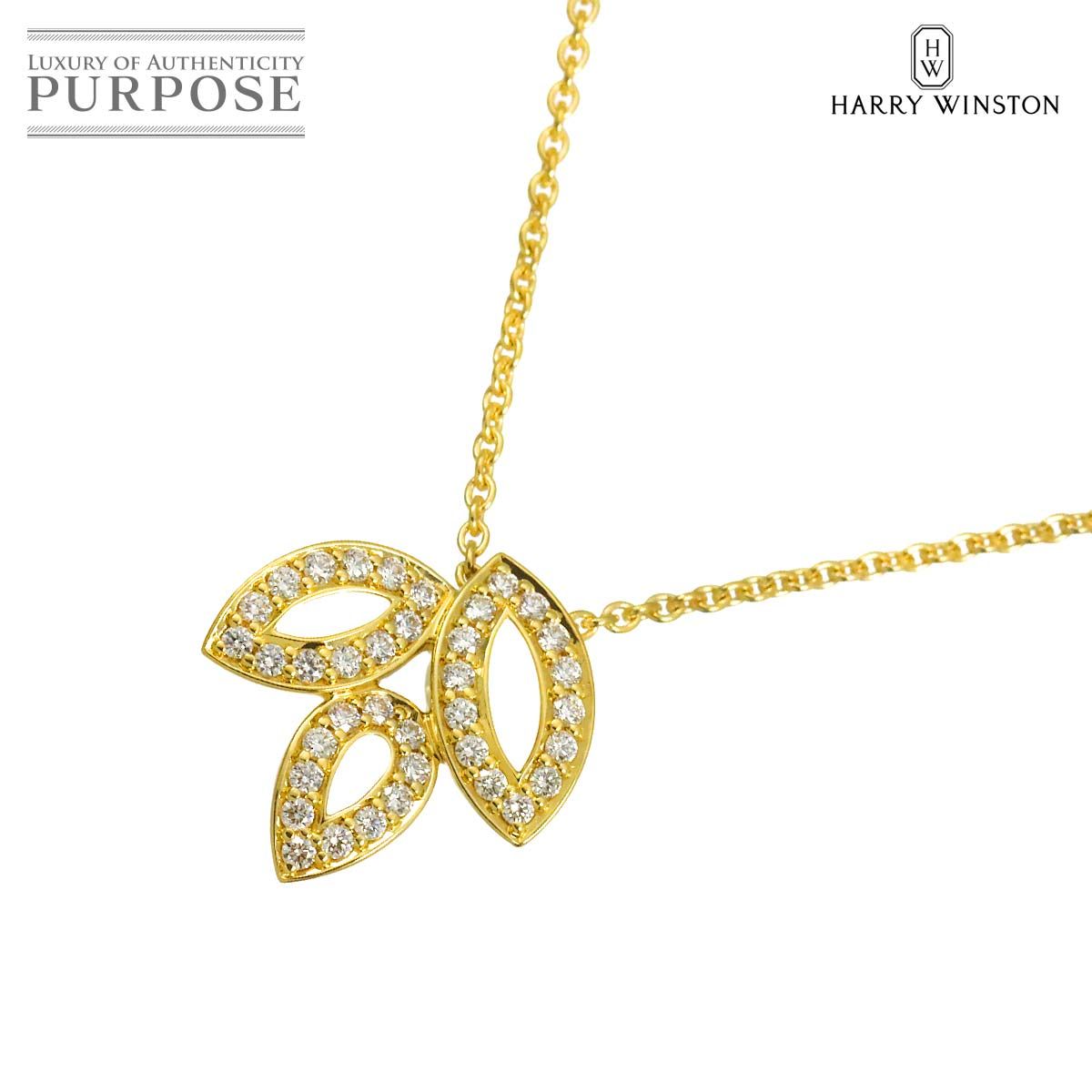 ハリー ウィンストン HARRY WINSTON リリークラスター ミニ ダイヤ ネックレス 40cm K18 YG 750 Lily Cluster【証明書】 90326192