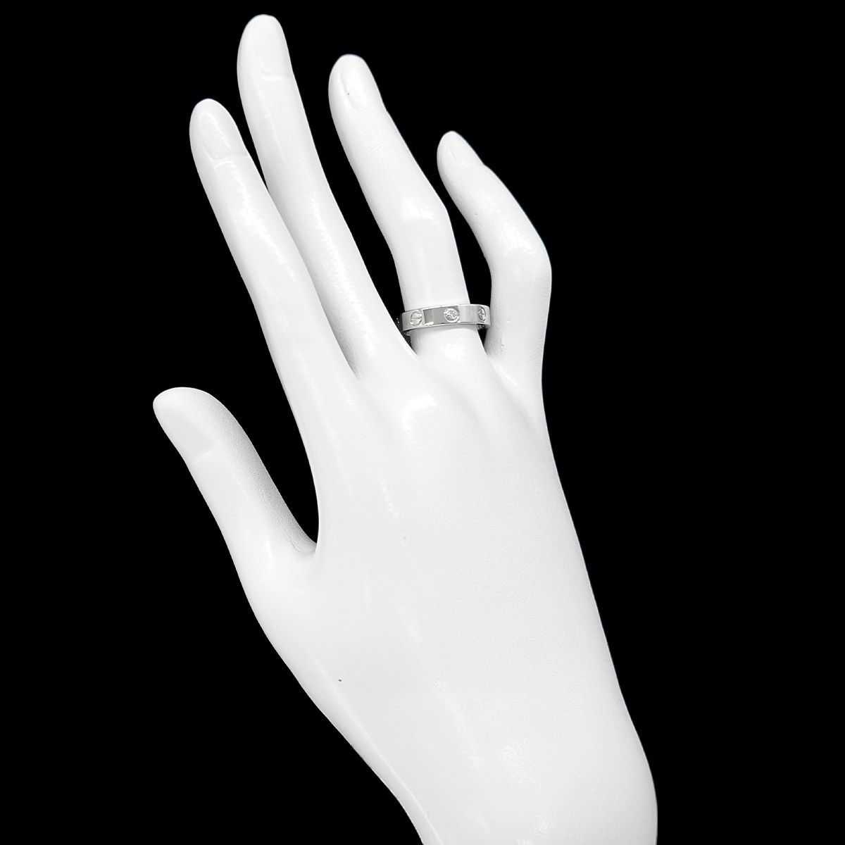 カルティエ Cartier ミニラブ #52 ダイヤ 1P リング K18 WG ホワイト