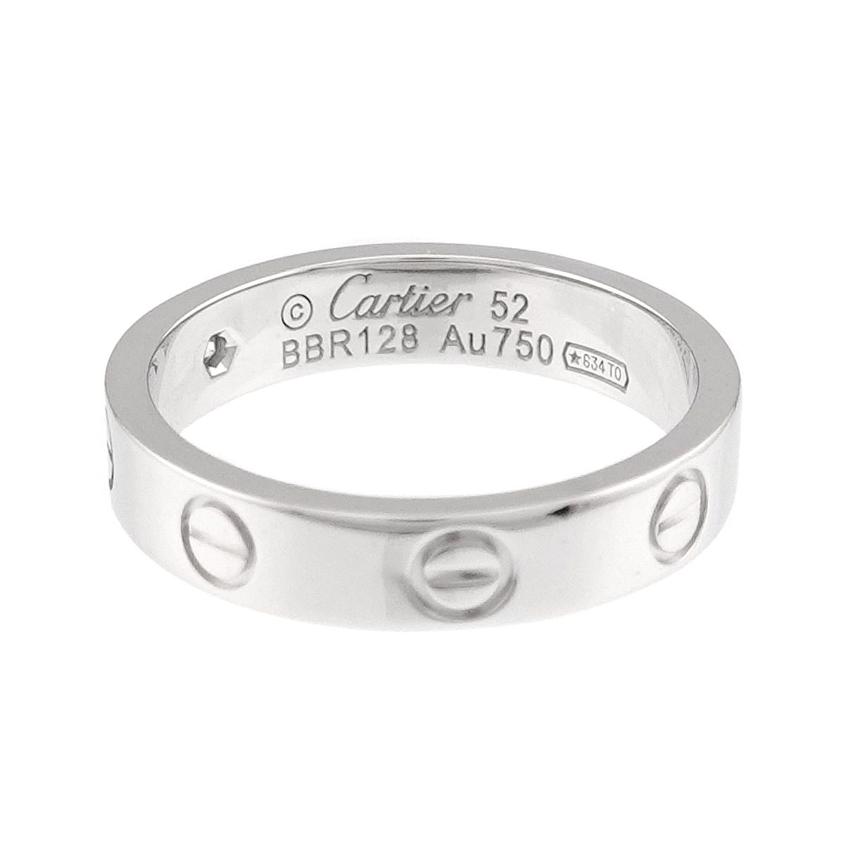 カルティエ Cartier ミニラブ #52 ダイヤ 1P リング K18 WG ホワイト