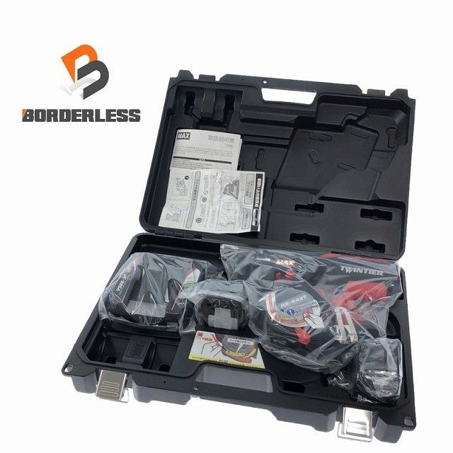 ☆未使用品☆MAX マックス 14.4V 鉄筋結束機 ツインタイア RB-442T-B2C/1450A バッテリー2個(5.0Ah)充電器+ケース130505